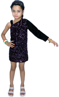 ALINA MODA Baby Girls Midi/Knee Length Festive/Wedding Dress(Black, Fashion Sleeve)