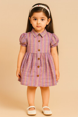 BLUEBARIC Baby Girls Midi/Knee Length Casual Dress(Multicolor, Short Sleeve)