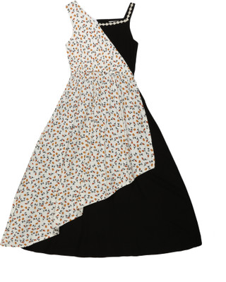 YOUNG BIRDS Indi Girls Midi/Knee Length Casual Dress(Black, Sleeveless)
