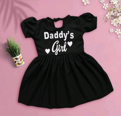 Elegant Attire Girls Midi/Knee Length Casual Dress(Black, Short Sleeve)