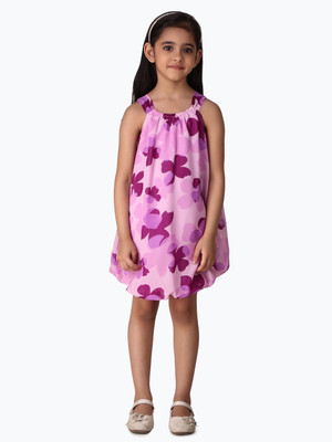CREATIVE KID'S Girls Midi/Knee Length Casual Dress(Purple, Sleeveless)