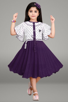Tisha Fashions Girls Below Knee Party Dress(Purple, Fashion Sleeve)