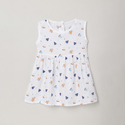 The Boo Boo Club Indi Girls Midi/Knee Length Casual Dress(White, Sleeveless)