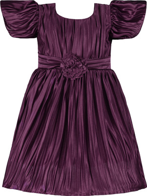 Wishkaro Baby Girls Midi/Knee Length Party Dress(Purple, Half Sleeve)