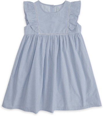 Pantaloons Junior Girls Midi/Knee Length Casual Dress(Blue, Sleeveless)