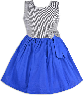 Wishkaro Baby Girls Midi/Knee Length Casual Dress(Blue, Sleeveless)