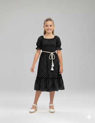 BUY UNIQUE FASHION Girls Below Knee Casual Dress(Maroon, Half Sleeve)