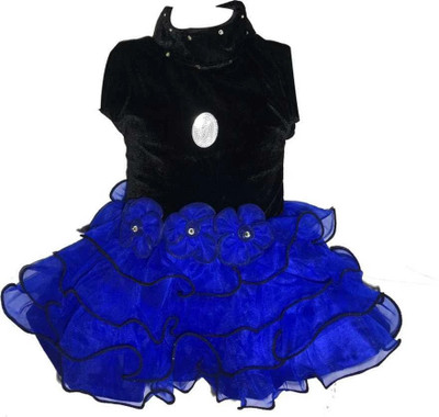 ARUNA CREATIONn Baby Girls Midi/Knee Length Party Dress(Blue, Sleeveless)