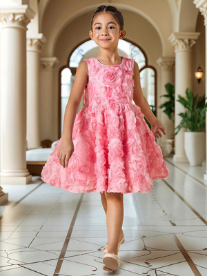 JUNIORS by Babyshop Baby Girls Midi/Knee Length Casual Dress(Red, Sleeveless)