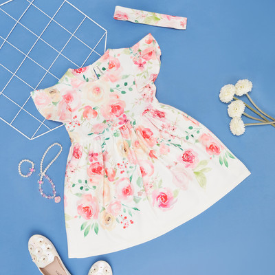 Pantaloons Junior Girls Midi/Knee Length Casual Dress(Pink, Short Sleeve)