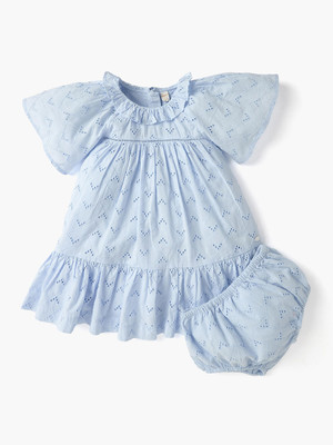 GIGGLES by Babyshop Baby Girls Midi/Knee Length Casual Dress(Blue, Cap Sleeve)