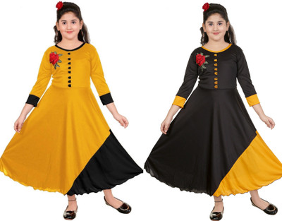 FTC FASHIONS Girls Maxi/Full Length Party Dress(Multicolor, 3/4 Sleeve)