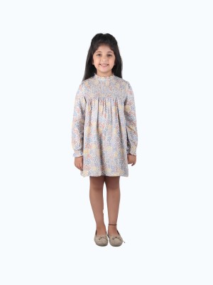Miyo Indi Girls Midi/Knee Length Casual Dress(Multicolor, Full Sleeve)