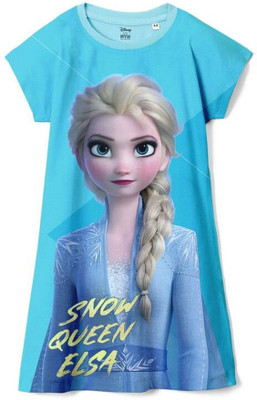 Wear Your Mind Girls Midi/Knee Length Casual Dress(Blue, Cap Sleeve)