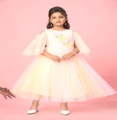 Billion Indi Girls Maxi/Full Length Party Dress(Pink, Fashion Sleeve)