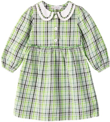 BEEBAY Indi Girls Midi/Knee Length Casual Dress(Green, Full Sleeve)