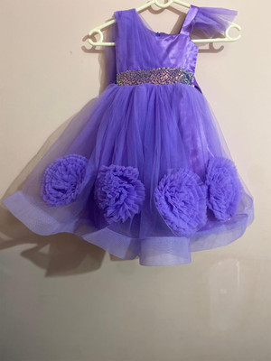 PRASHANTHVI CREATIONS Indi Baby Girls Maxi/Full Length Party Dress(Purple, Sleeveless)