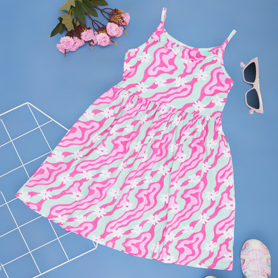 Pantaloons Junior Girls Midi/Knee Length Casual Dress(Pink, Sleeveless)