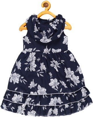 YOUNG BIRDS Indi Girls Midi/Knee Length Casual Dress(Blue, Sleeveless)