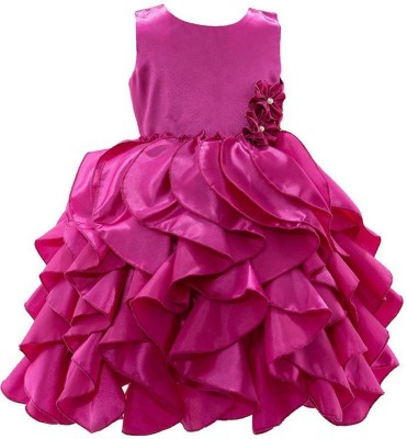 Fairy Dolls Indi Girls Midi/Knee Length Party Dress(Pink, Sleeveless)