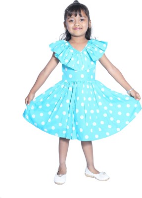 Wow princess Baby Girls Midi/Knee Length Casual Dress(Light Blue, Sleeveless)