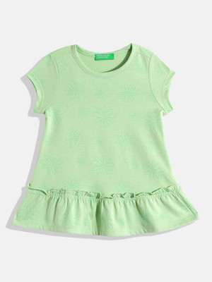 United Colors of Benetton Girls Midi/Knee Length Casual Dress(Green, Short Sleeve)