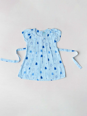 Firstin Indi Baby Girls Midi/Knee Length Casual Dress(Blue, Cap Sleeve)