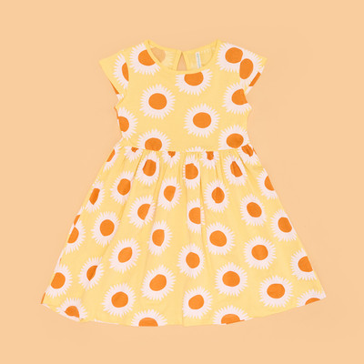 Pantaloons Junior Girls Short/Mid Thigh Casual Dress(Yellow, Half Sleeve)