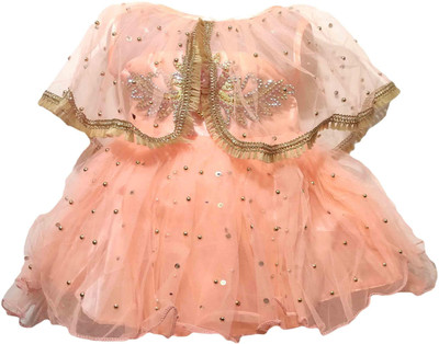 aruna creation Baby Girls Midi/Knee Length Festive/Wedding Dress(Pink, Sleeveless)