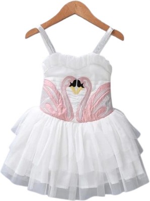 MUSKAN BEAUTY COLLECTION Baby Girls Above Knee Party Dress(White, Sleeveless)