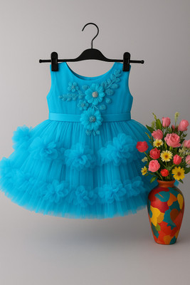 Rimjhim Dresses Indi Baby Girls Midi/Knee Length Party Dress(Dark Blue, Sleeveless)