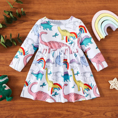 HouseOfCommon Girls Midi/Knee Length Party Dress(Multicolor, Full Sleeve)