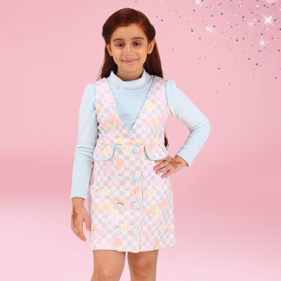 Cutecumber Baby Girls Above Knee Casual Dress(Blue, Full Sleeve)