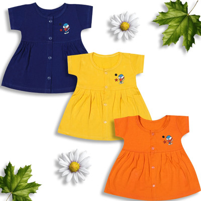 KIDEEZGUILD... Baby Girls Midi/Knee Length Casual Dress(Multicolor, Half Sleeve)