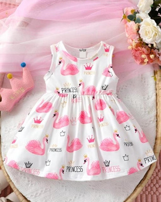 JENNY GARMENT Indi Baby Girls Midi/Knee Length Casual Dress(White, Sleeveless)