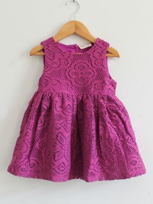 Woonie Baby Girls Midi/Knee Length Casual Dress(Purple, Sleeveless)