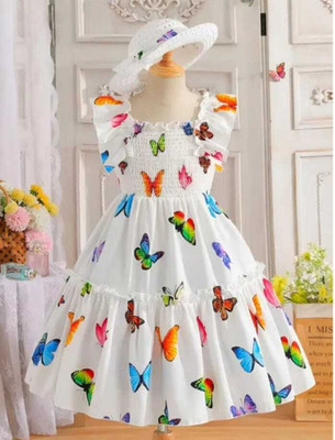 DRESSES SUMAIYA Baby Girls Calf Length Festive/Wedding Dress(White, Short Sleeve)