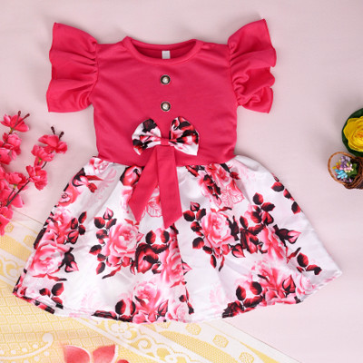 MISCHIF FASHION Baby Girls Midi/Knee Length Party Dress(Multicolor, Short Sleeve)