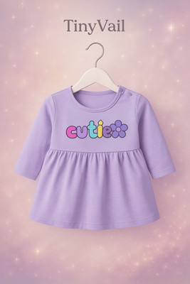 TinyVail Baby Girls Above Knee Casual Dress(Purple, Full Sleeve)