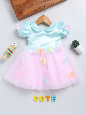 SmartRAHO Baby Girls Midi/Knee Length Casual Dress(Multicolor, Short Sleeve)