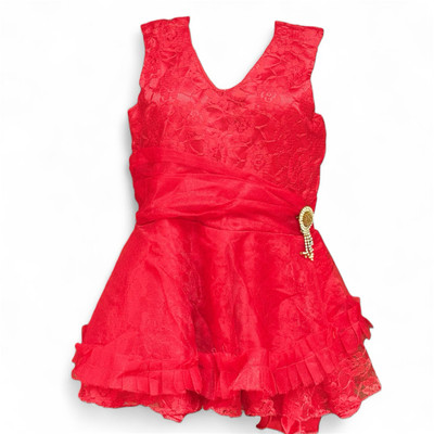 Stylista Fashion Boutique Indi Baby Girls Midi/Knee Length Party Dress(Red, Sleeveless)