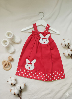 SnugCute Baby Girls Midi/Knee Length Casual Dress(Red, Sleeveless)