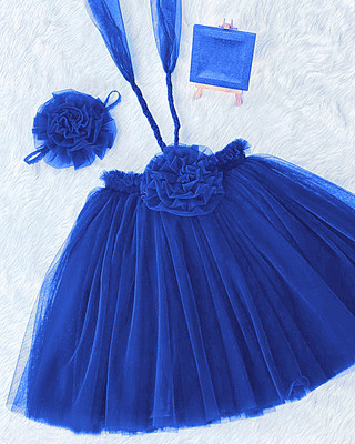 RUDRAKSHFASHION Indi Girls Midi/Knee Length Party Dress(Blue, Sleeveless)