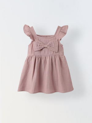 Spunkies Baby Girls Mini/Short Casual Dress(Pink, Sleeveless)