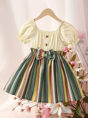 VERAENTERPRISE Baby Girls Midi/Knee Length Casual Dress(Multicolor, Half Sleeve)