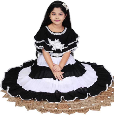 BRDRESS Girls Above Knee Casual Dress(Black, Short Sleeve)