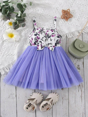 Amavya Fashions Girls Midi/Knee Length Party Dress(Blue, Sleeveless)