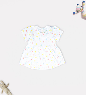YUV Baby Girls Midi/Knee Length Casual Dress(White, Short Sleeve)