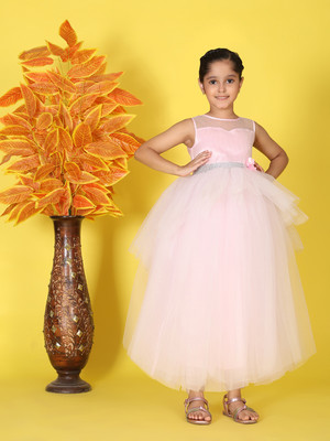 Toy Balloon Kids Girls Maxi/Full Length Party Dress(Pink, Sleeveless)