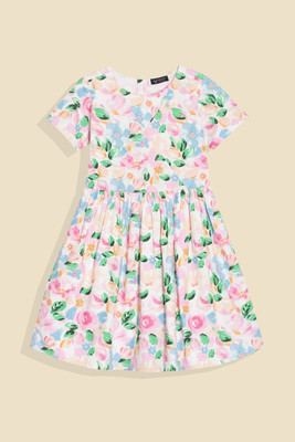 Allen Solly Girls Midi/Knee Length Casual Dress(White, Short Sleeve)